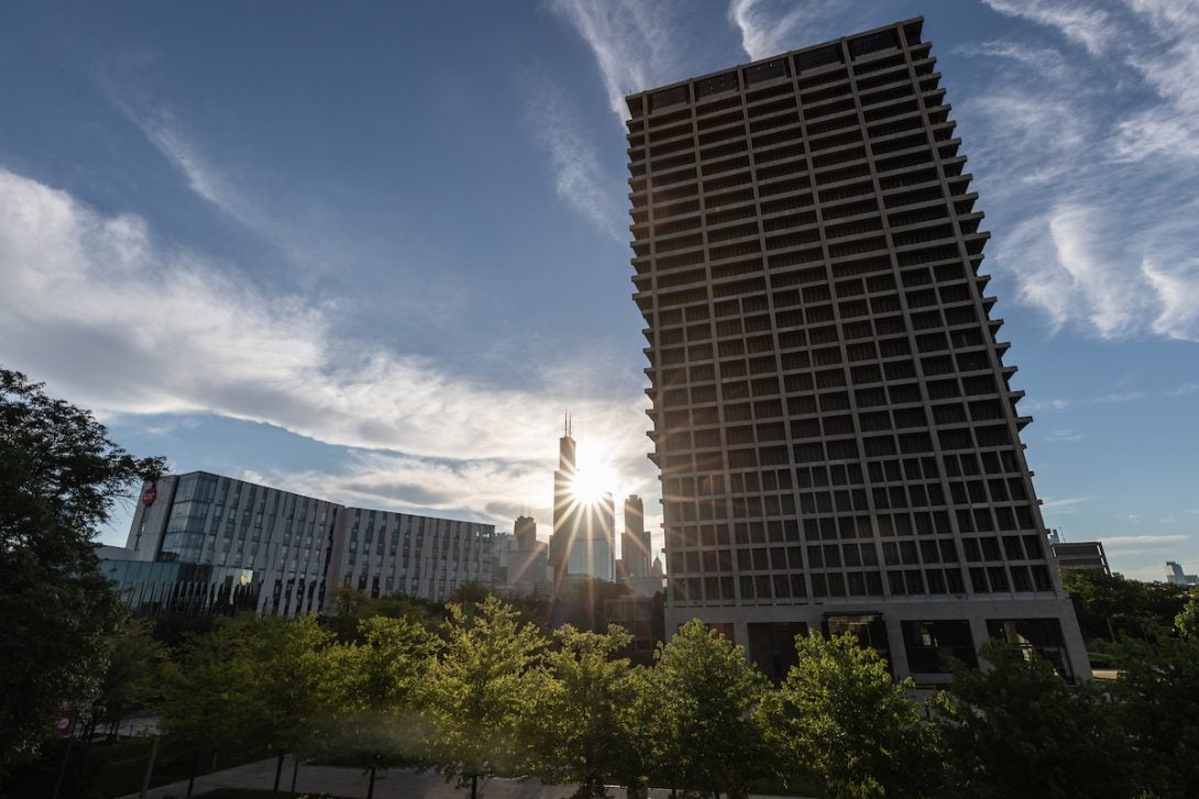 View of the skyline and University Hall