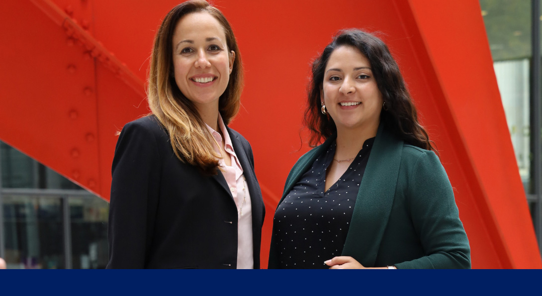 Photo of the UIC Law International Human Rights Clinic Director Sarah Dávila A (left) and Staff Attorney Alejandra Palacios