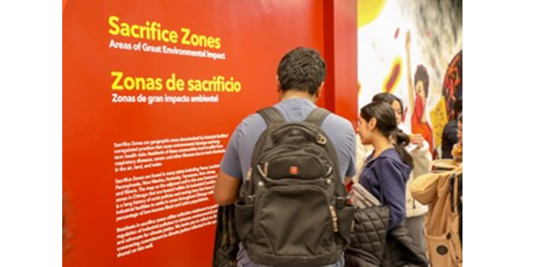 Students at the grand opening learn about Chicago’s sacrifice zones.