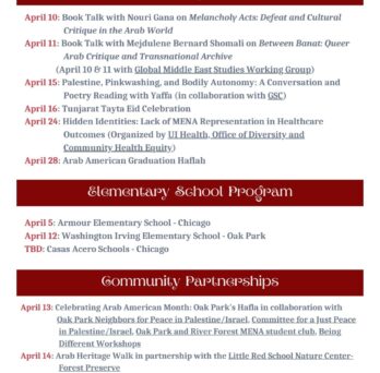 Arab American Heritage Month events flyer 