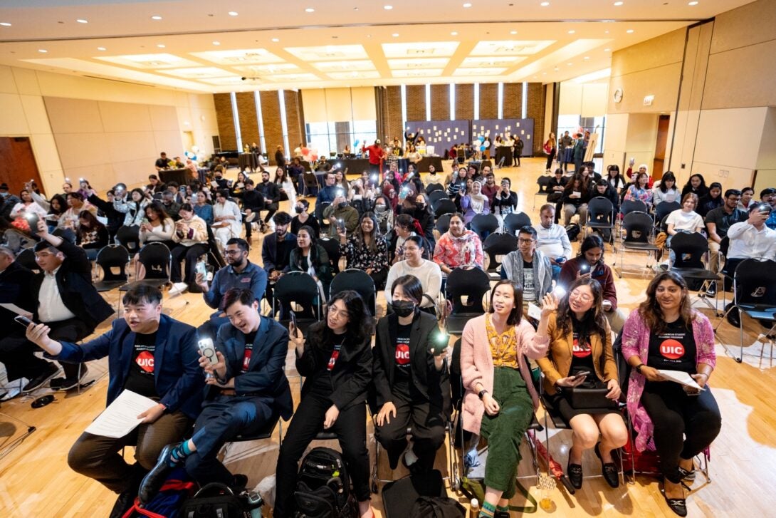 The large audience of new graduates and their community at the Asian American congratulatory.